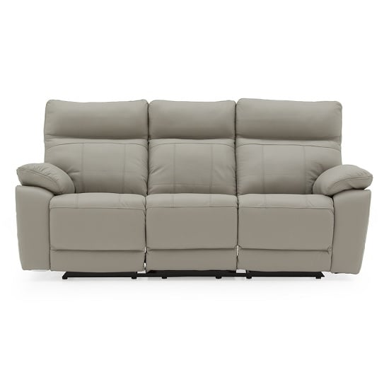 Marquess Recliner 3 Seater Sofa In Light Grey Faux Leather