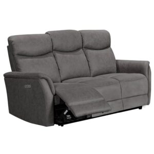 Maritime Electric Recliner Fabric 3 Seater Sofa In Grey