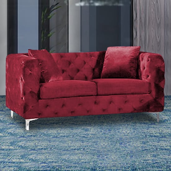 Mills Malta Plush Velour Fabric 2 Seater Sofa In Peacock