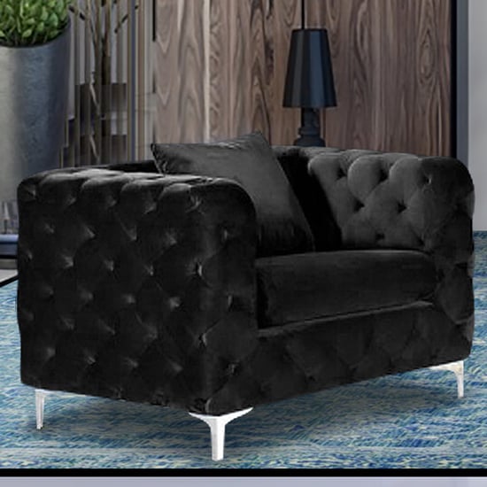 Mills Malta Plush Velour Fabric Armchair In Cosmic