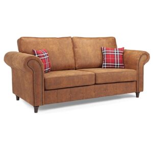 Orton Faux Leather 3 Seater Sofa In Tan