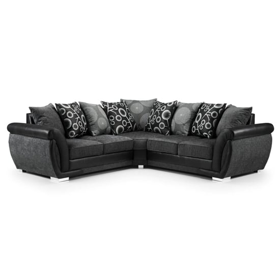 Scalby Fabric Large Corner Sofa In Black And Grey