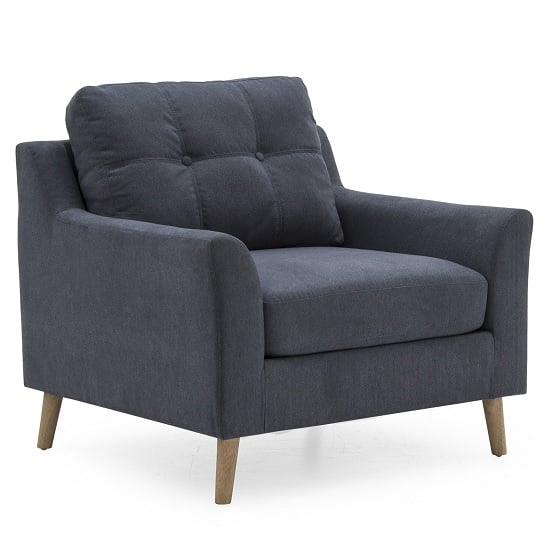 Olton Fabric Armchair With Wooden Legs In Charcoal