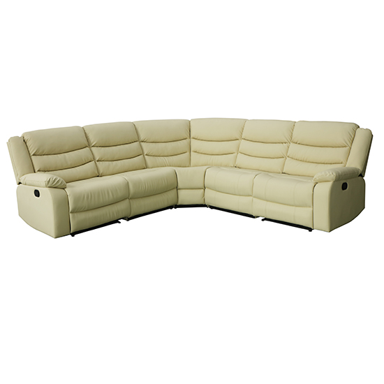 Sorreno Bonded Leather Recliner Corner Sofa In Ivory