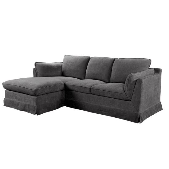 Aarna Left Handed Fabric Corner Sofa In Charcoal