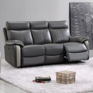 Colon Electric Leather 3 Seater Sofa In Dual Tone Dark Grey