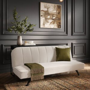 Burlington Fabric Sofa Bed With Black Legs In Ivory