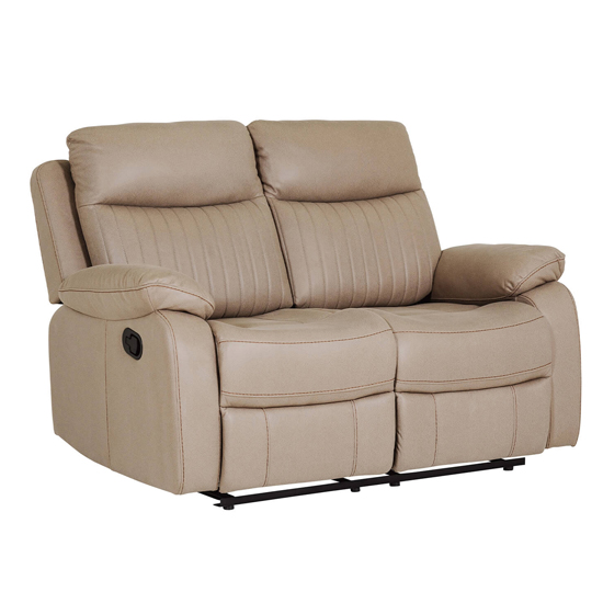 Barrie Manual Recliner Fabric 2 Seater Sofa In Brown