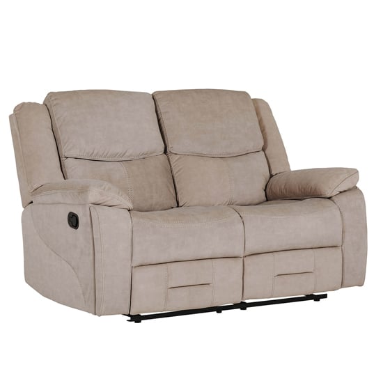 Kingsville Manual Recliner Fabric 2 Seater Sofa In Khaki