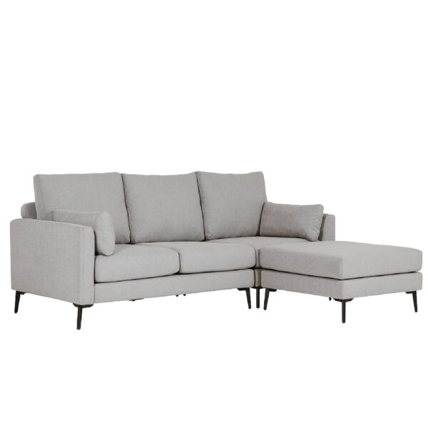 Raleigh Fabric Corner Seater Sofa With Black Legs In Greige