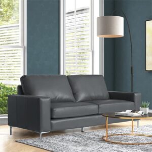 Baltic Faux Leather 3 Seater Sofa In Dark Grey