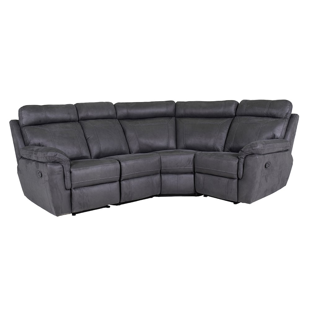 Baltimore Fabric Recliner Corner Sofa In Grey