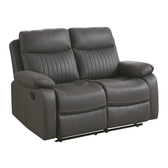 Barrie Manual Recliner Fabric 2 Seater Sofa In Dark Grey