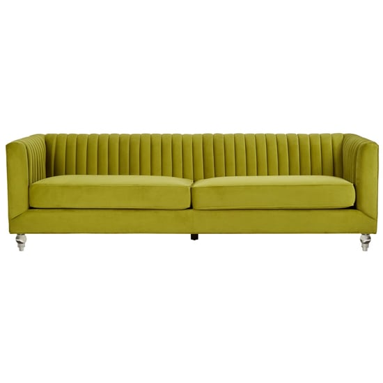 Belel Upholstered Velvet 3 Seater Sofa In Green