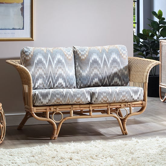 Benoni Rattan 2 Seater Sofa With Alpine Seat Cushion