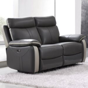 Caguas Electric Leather 2 Seater Sofa In Dual Tone Dark Grey