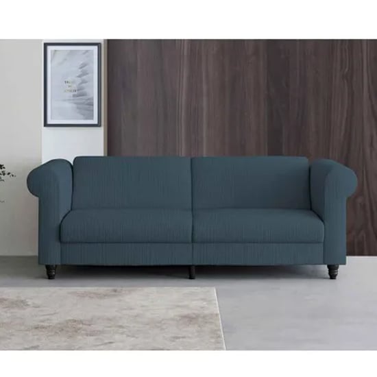 Flex Corduroy Fabric 3 Seater Sofa Bed In Blue