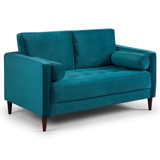 Herbart Plush Velvet 2 Seater Sofa In Teal