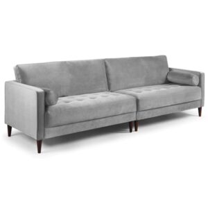 Herbart Plush Velvet 4 Seater Sofa In Grey