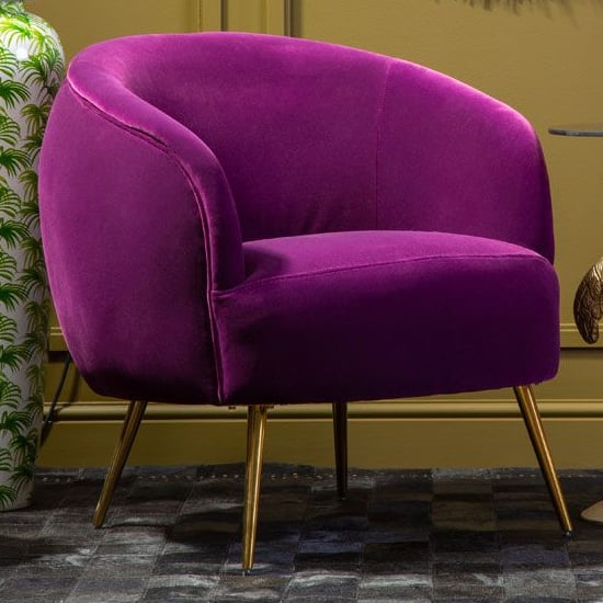 Intercrus Upholstered Velvet Armchair In Purple And Gold