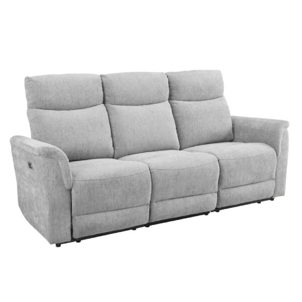 Marinette Fabric 3 Seater Electric Recliner Sofa In Grey