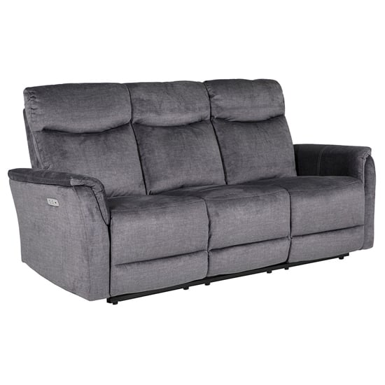 Maritime Electric Recliner Fabric 3 Seater Sofa In Graphite