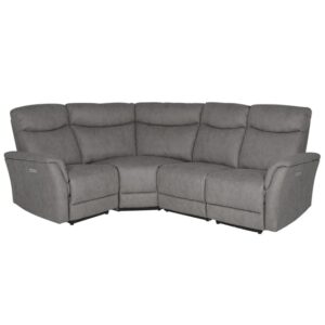 Maritime Electric Recliner Fabric Corner Sofa In Grey