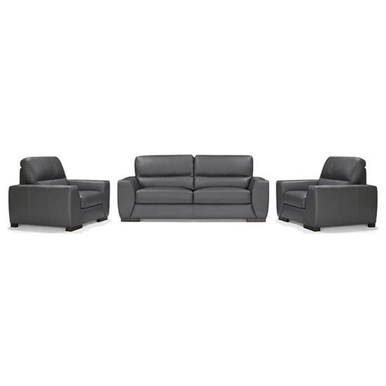 Natick Leather 3+1+1 Seater Sofa In Anthracite