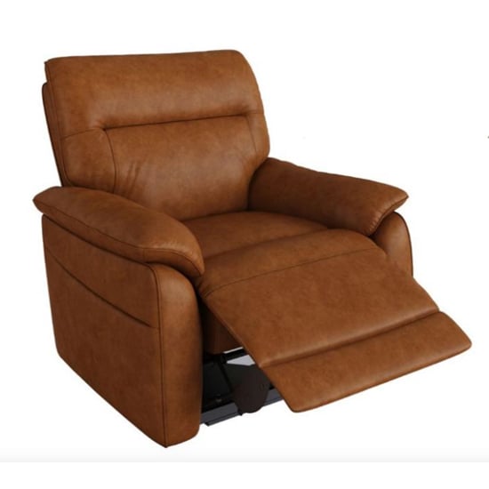 Neci Leather Electric Recliner Armchair In Tan