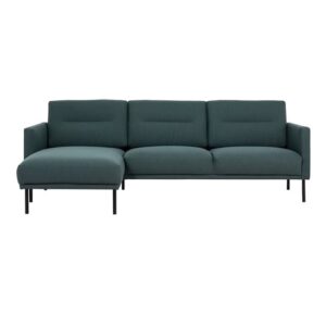 Nexa Fabric Left Handed Corner Sofa In Dark Green And Black Leg