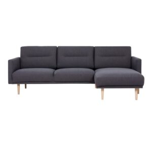 Nexa Fabric Right Handed Corner Sofa In Anthracite With Oak Legs