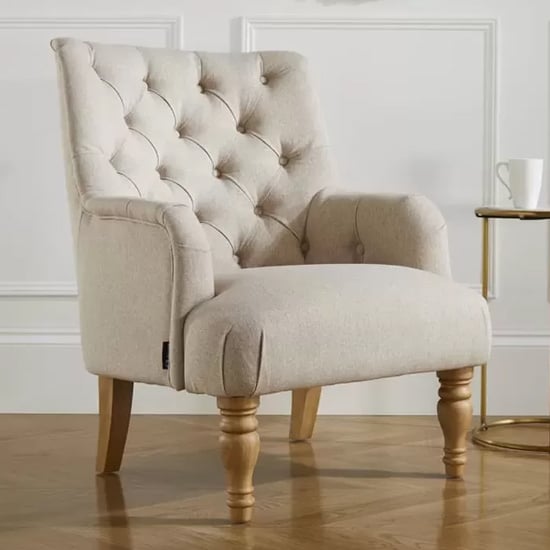 Padston Fabric Lounge Chaise Armchair In Wheat