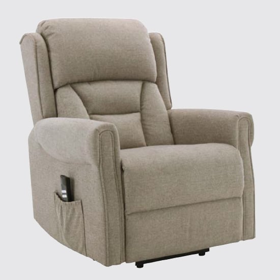 Salvo Electric Fabric Lift And Tilt Recliner Armchair In Taupe