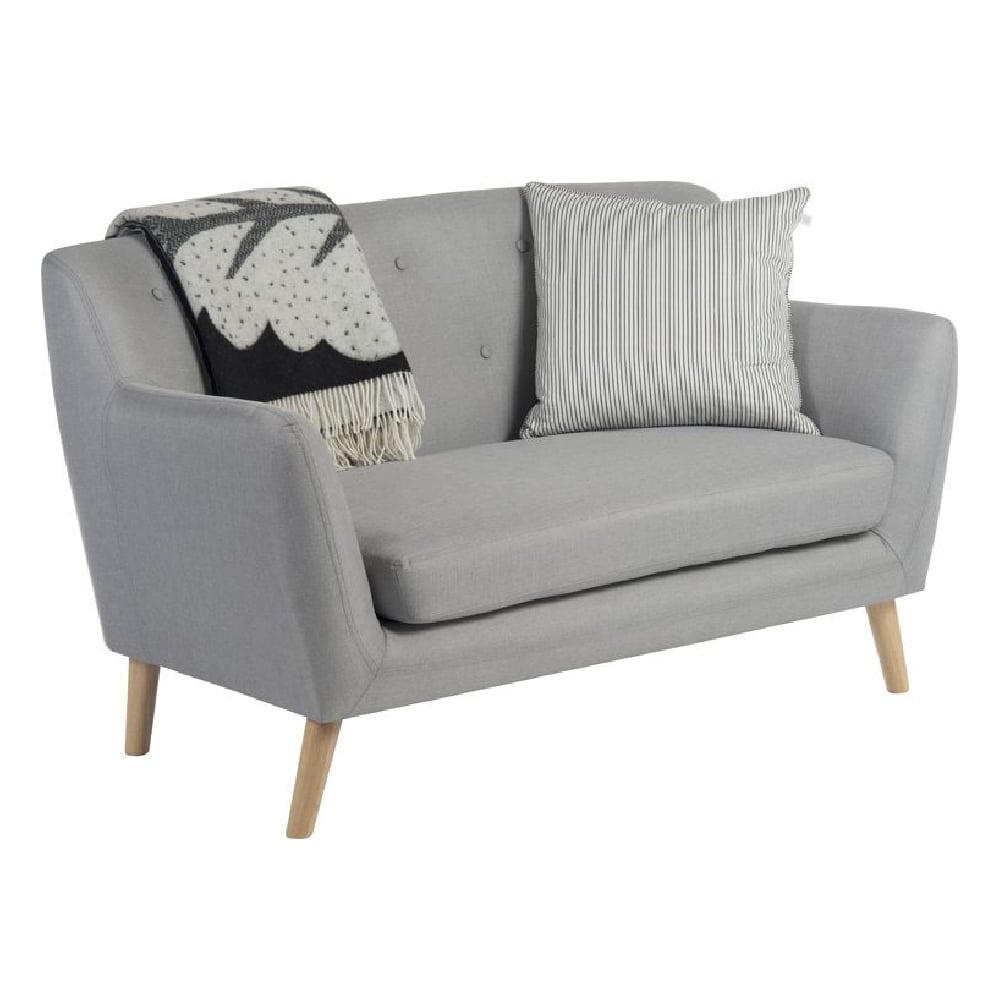 Shawnee Fabric 2 Seater Sofa With Oak Legs In Grey