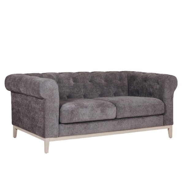 Texarkana Fabric 2 Seater Sofa With Oak Legs In Dark Grey