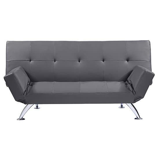 Venice Faux Leather Sofa Bed In Grey With Chrome Metal Legs